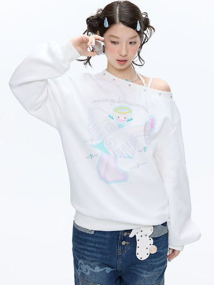 White Star Bead Shoulder Sweatshirt【s0000016384】