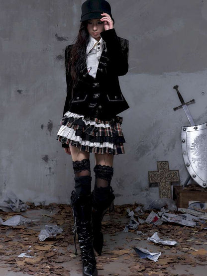 Heavy-Duty Plaid Tiered Skirt【s0000014477】