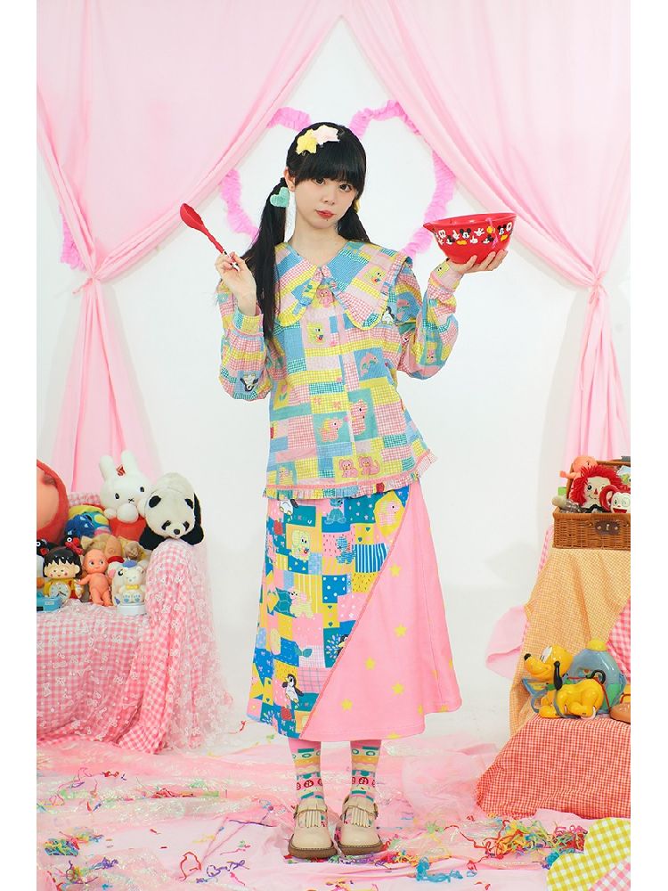 Printed Shaker Patchwork Half Skirt【s0000004669】