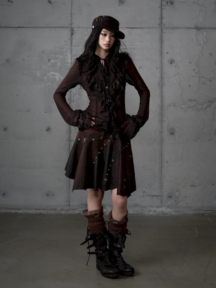 Asymmetrical Suede Skirt【s0000014111】