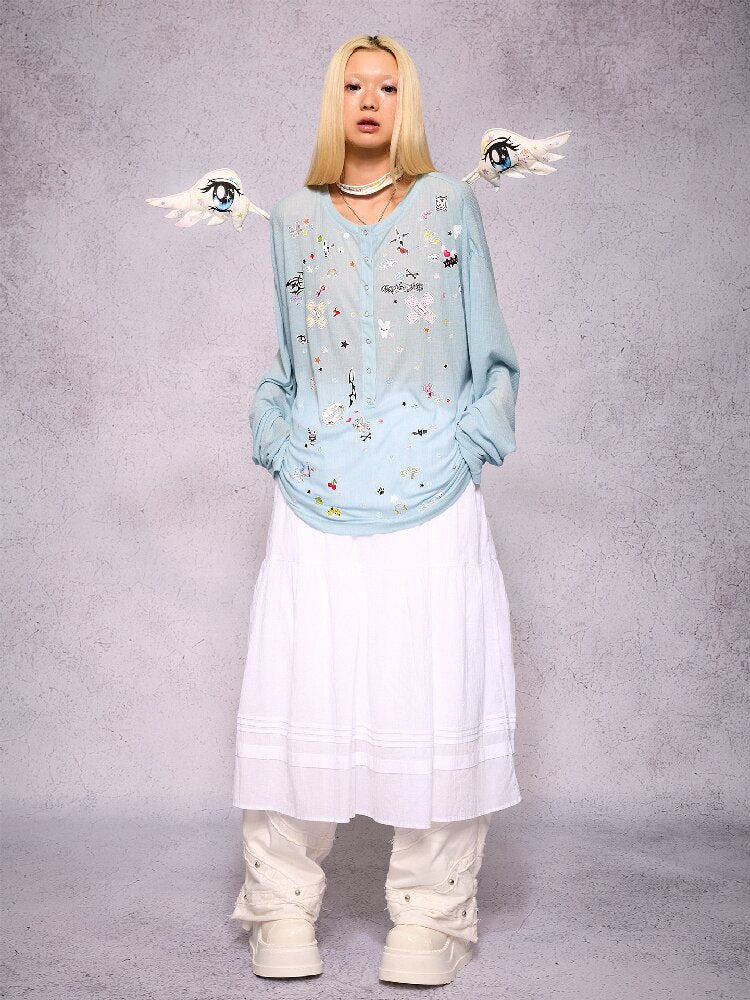 Sticker Print Open Front Top【s0000018734】