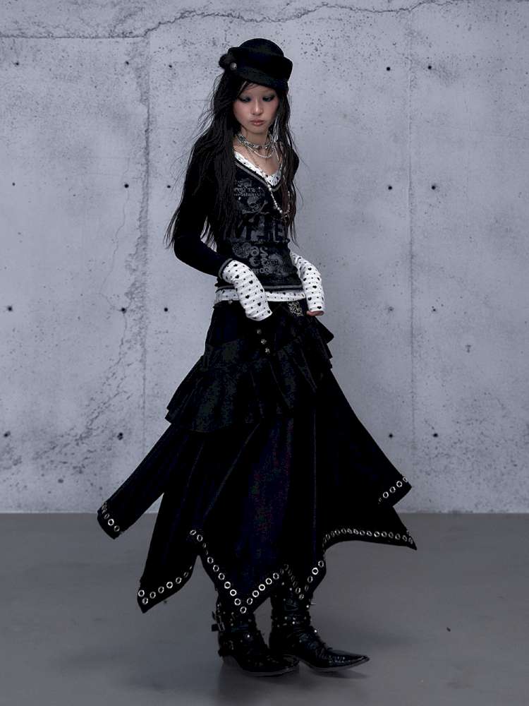 Dark Court Suede Irregular Skirt【s0000014919】