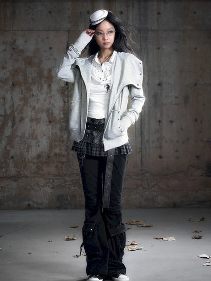 Oversized Collar Long-Sleeve Hoodie Jacket【s0000013967】