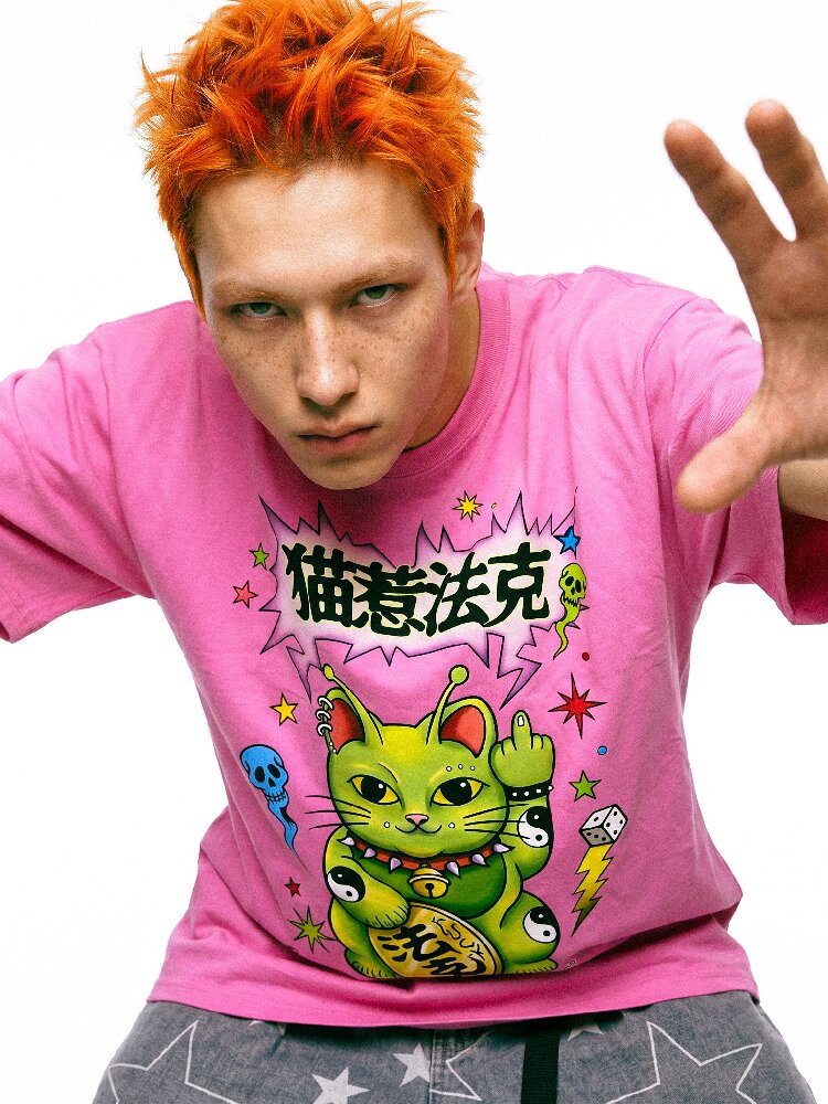 Alien Lucky Cat Loose T Shirt【s0000017111】