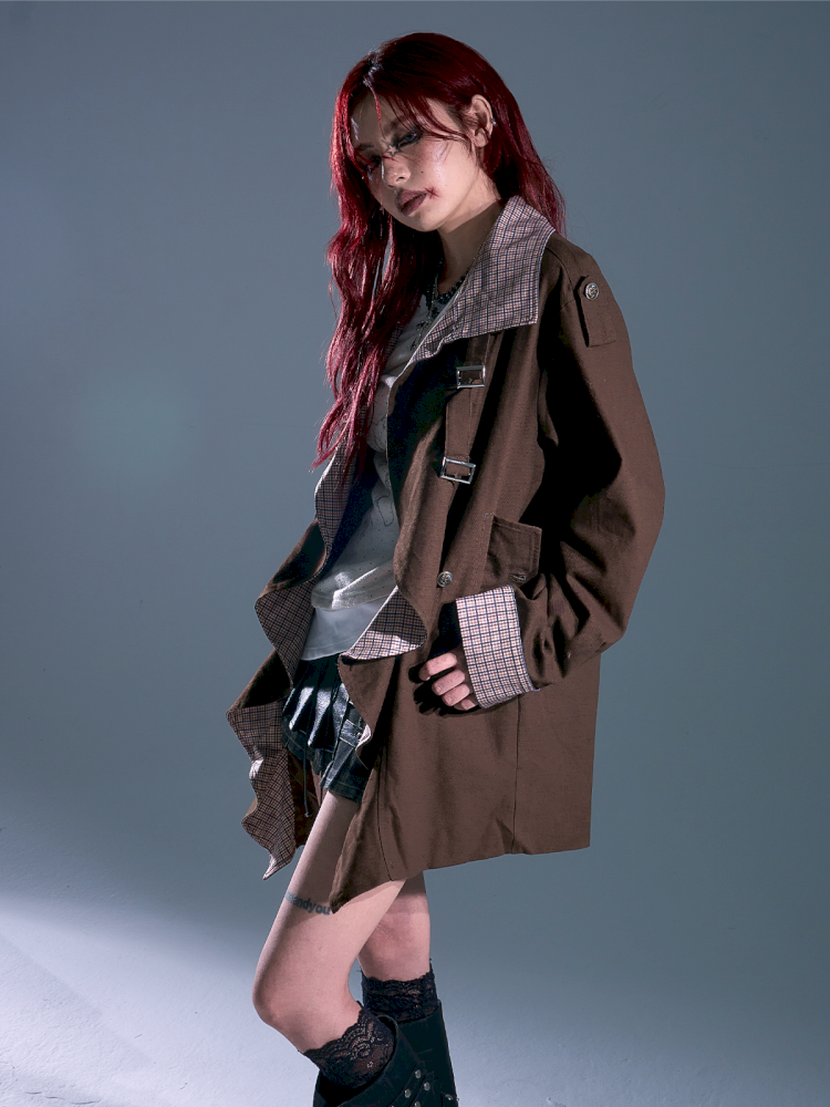 Lapel Mid-Length Silhouette Trench Coat【s0000013689】