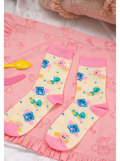 Animal angel knitted mid-calf socks【s0000013194】