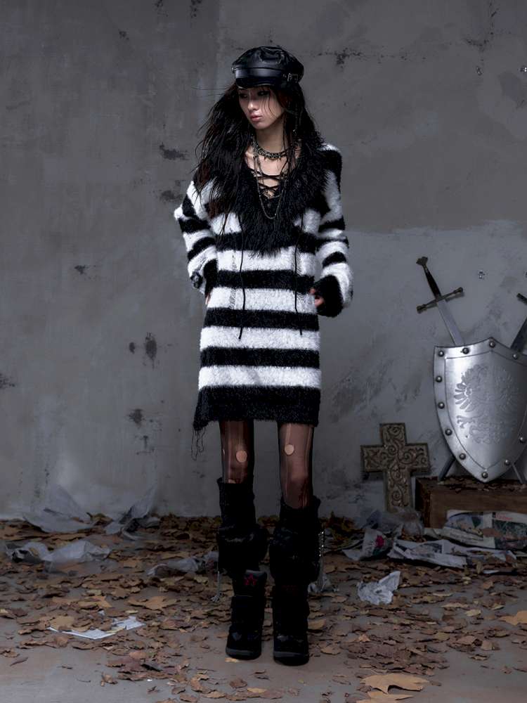 Long-Sleeve Striped Sweater【s0000014474】