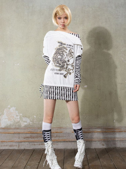 One Shoulder Punk Loose Sweatshirt【s0000009932】