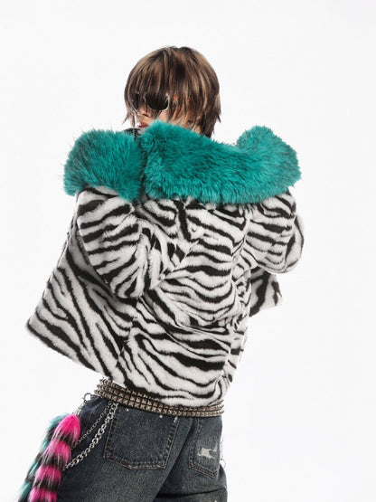 Zebra Print Furtive Faux Coat【s0000019277】