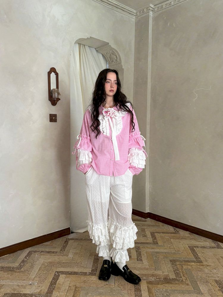 Cute bubble multi-layered lace bows pants【s0000012765】