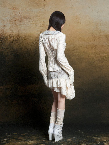 Ruffle Double Layer Collar Slim Shirt【s0000011814】