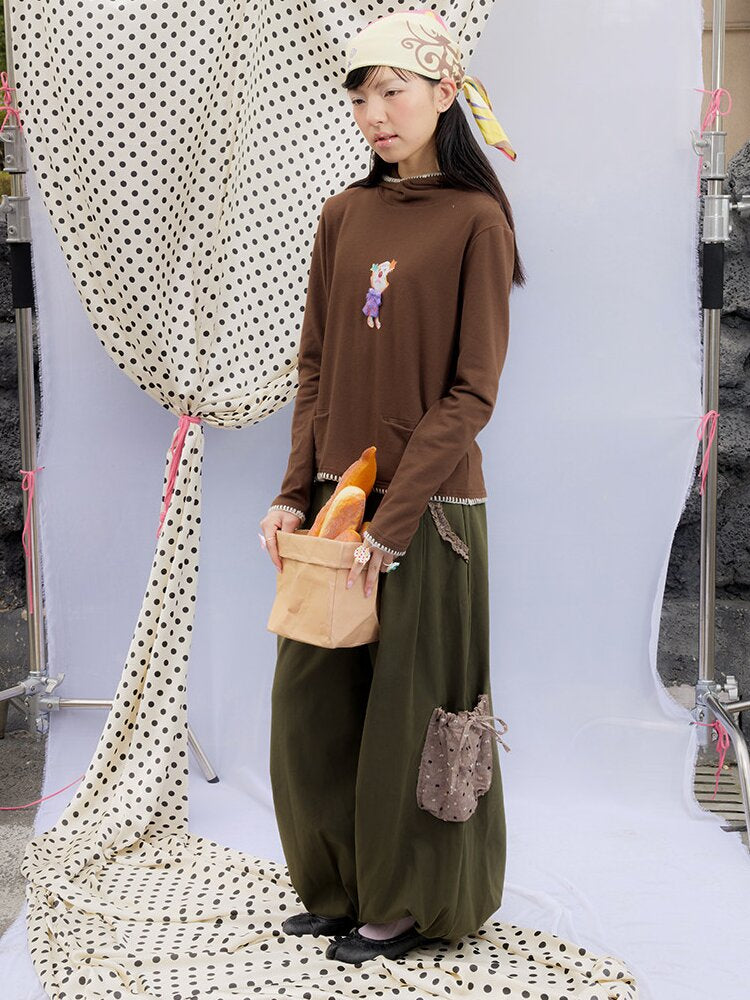 Printed Hood Girl Long Sleeve T【s0000015848】