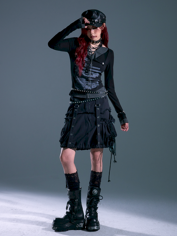 3D Pocket Frayed Hem Puffy Skirt【s0000013918】