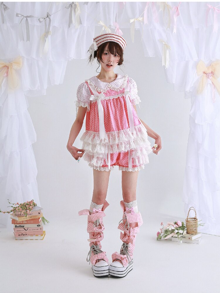 Pink Polka Dot Bow Inner Shirt【s0000016554】