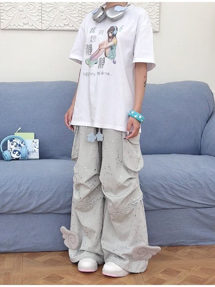 Teal Green Wings Cargo Pants【s0000016549】