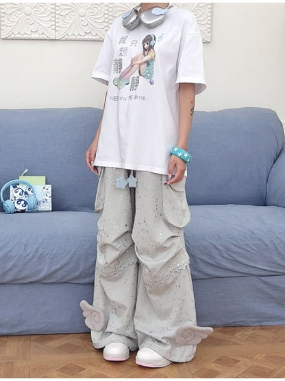 Teal Green Wings Cargo Pants【s0000016549】