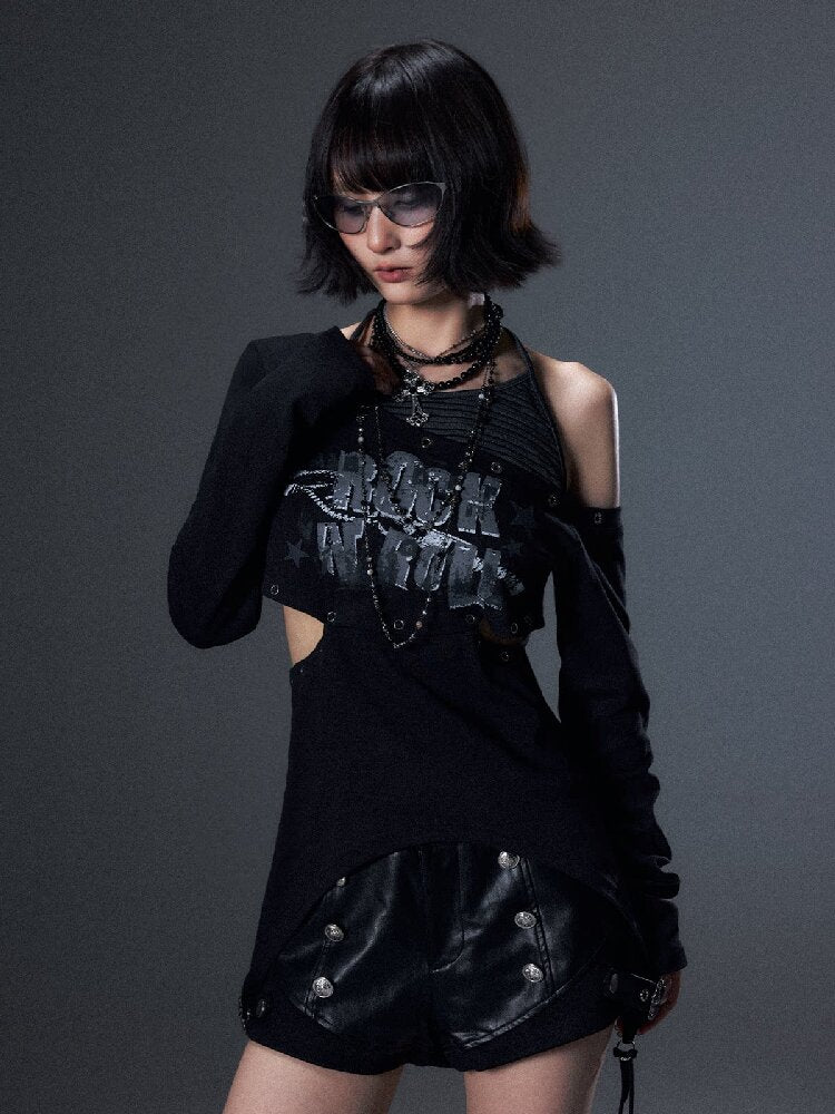 Punk Striped Halter Long-Sleeve T【s0000018003】 – SCULTURE（エス