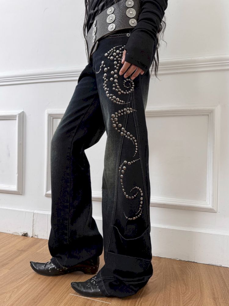 Frayed Layered Silhouette Denim Pants【s0000013903】