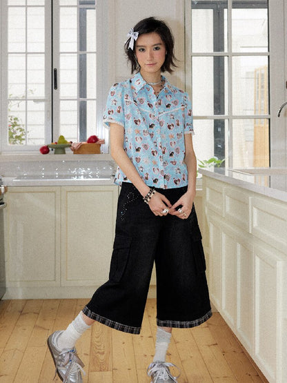 Lace Printed Short Sleeve Shirt【s0000016653】