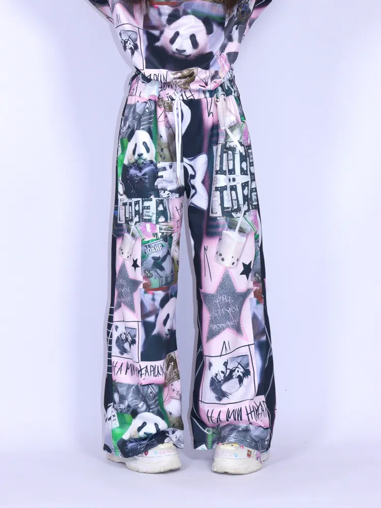 Panda Relaxed-Fit Wide-Leg Pants【s0000013976】