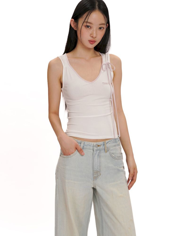 Collision color side sleeveless camisole tank top【s0000013440】