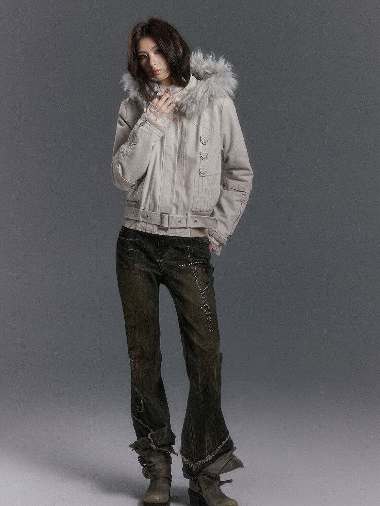 Riveted Distressed Dirty Dye Denim Pants【s0000019246】