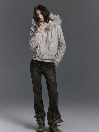 Riveted Distressed Dirty Dye Denim Pants【s0000019246】