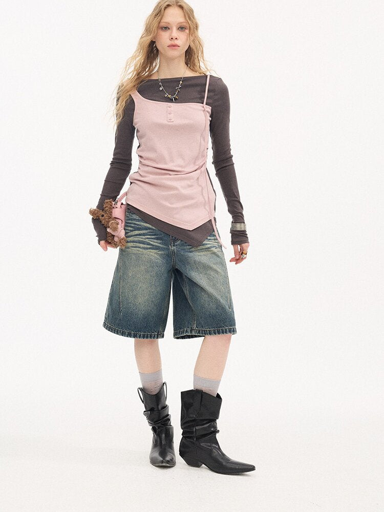 Tencel Wool Faux Two Piece Top【s0000015899】