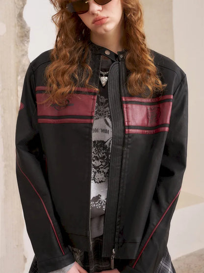Rose Embroidered Leather Jacket【s0000014080】