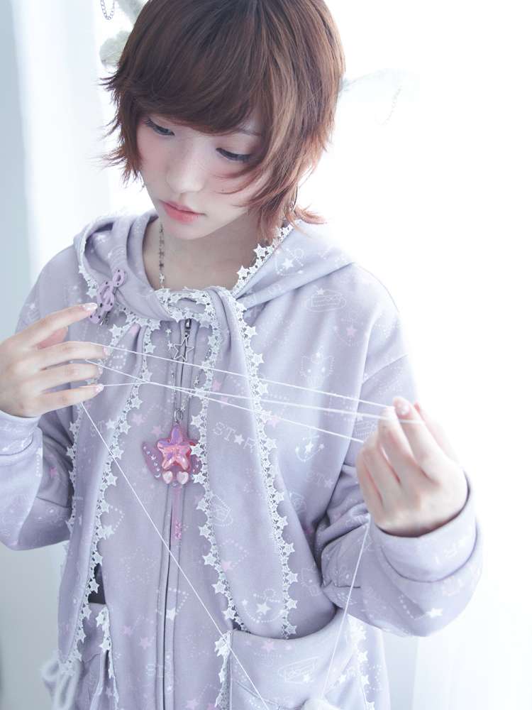 Ghost Horse Gray Rabbit Ear Hooded Sweatshirt【s0000014694】