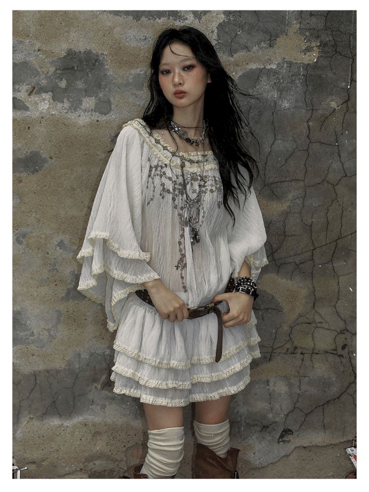 Romantic Loose Lace Cake Pom Pom Dress【s0000009747】