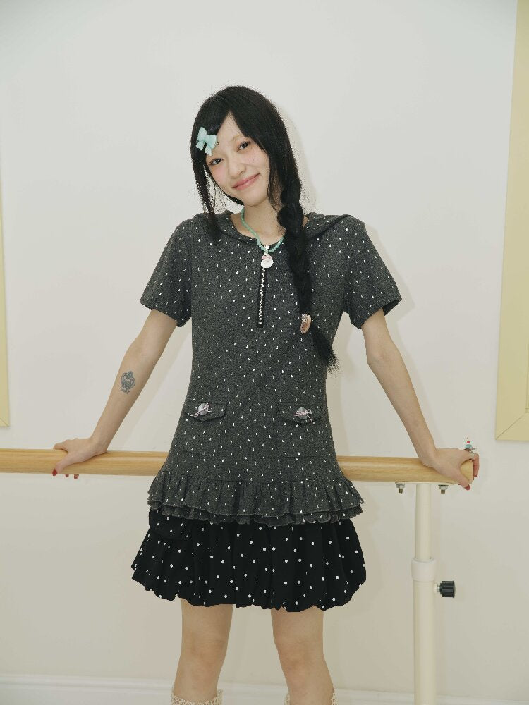 Silver Foil Raindrop Navy Neck Top【s0000018703】