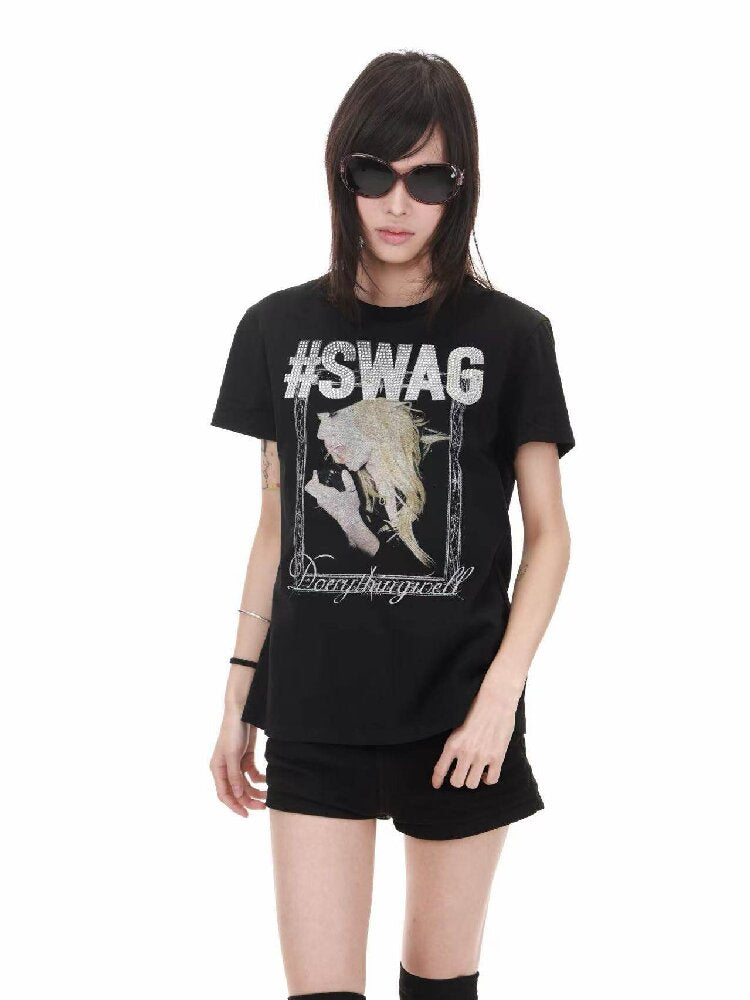 Portrait Diamond Print Crew Tee【s0000018217】