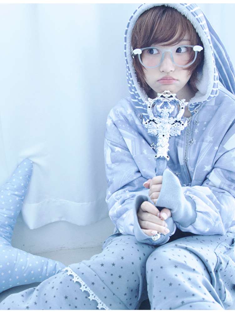 Ghost Horse Star Print Diagonal Zip Jacket【s0000014691】