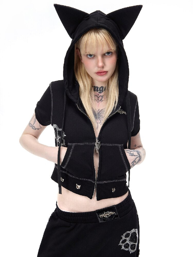 Cat Ear Rhinestone Camo Hoodie【s0000017721】