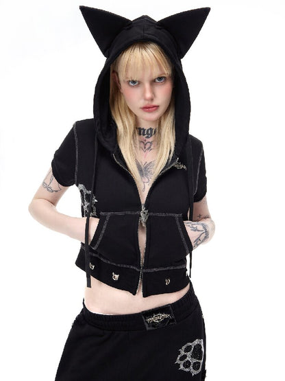Cat Ear Rhinestone Camo Hoodie【s0000017721】