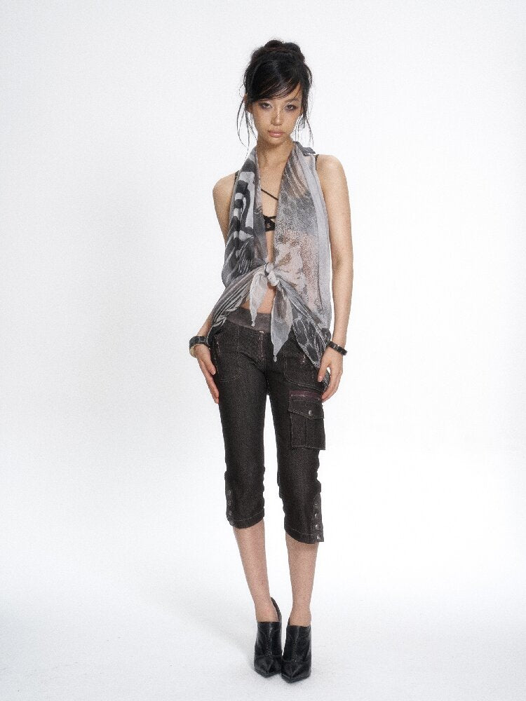 Silk Zebra Print Halter Vest【s0000017664】