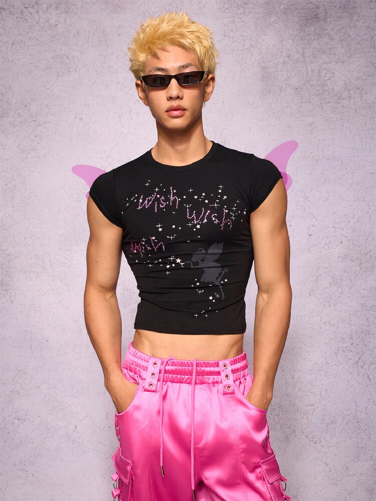 Rhinestone Fairy Wing Short Sleeve T Shirt【s0000018732】