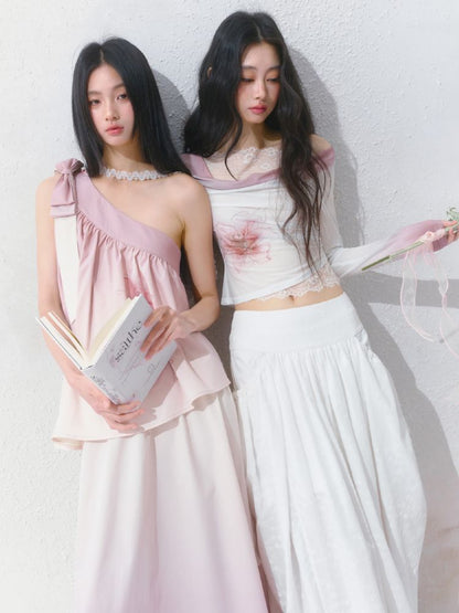 Slant Shoulder Niche Ambiance Dress【s0000012160】