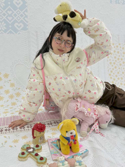 Print Patchwork Warm Down Jacket【s0000015038】