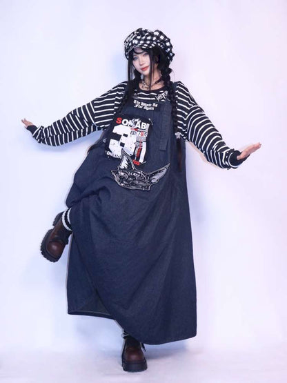 Vintage Loose Denim Maxi Skirt【s0000014624】