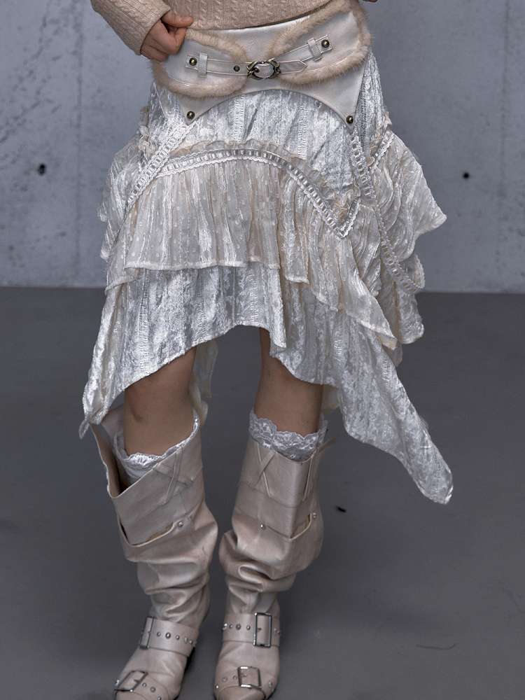 Vintage Lace Irregular Velvet Skirt【s0000014930】