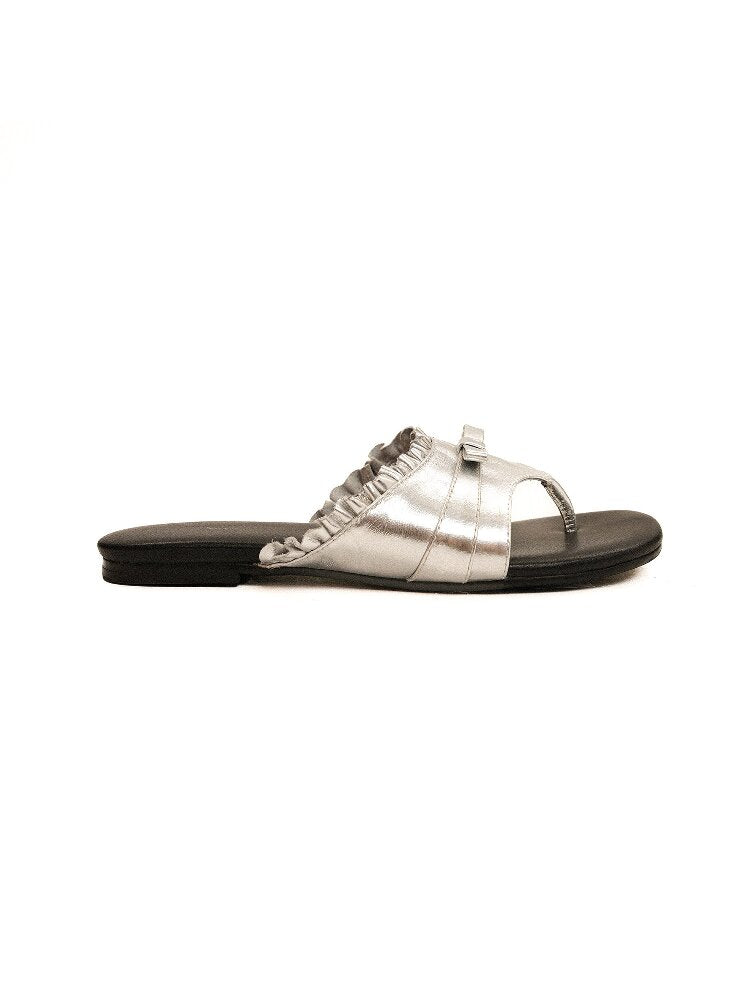 Top Grain Cowhide Ruffled Flip Flop【s0000017441】