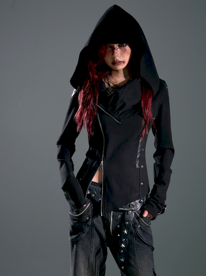 Asymmetric Slim-Fit Zipper Knit Cardigan【s0000013916】