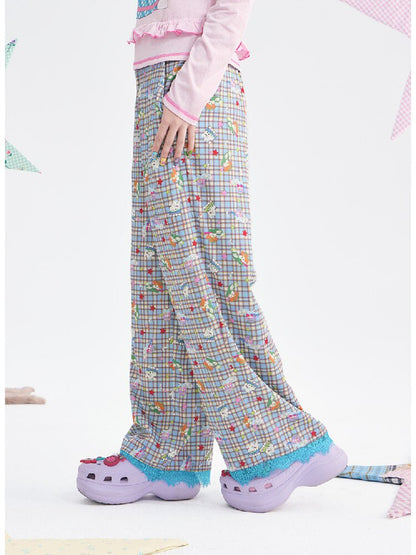 Plaid Low-Rise Lace Apron Pants【s0000018367】