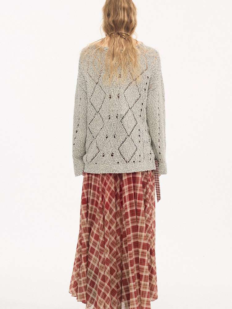 Strappy Rhombus Openwork Sweater【s0000015407】