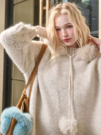 Thick Fleece Wool Knitted Cape Skirt Hooded【s0000014894】