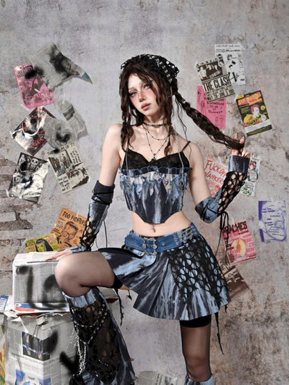 Irregular Pleated Low Waist Half Body Skirt【s0000013502】