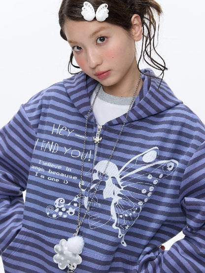 Vintage Striped Hooded Sweatshirt【s0000016380】