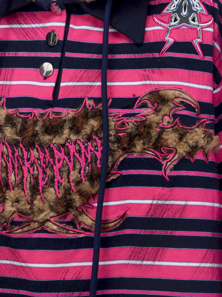 Pink Striped Leopard Cat Ear Hood【s0000015115】